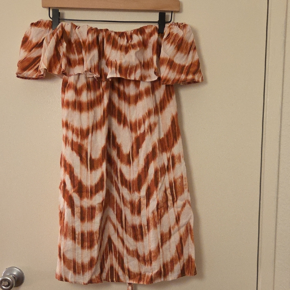 Banana Republic Strapless Dress in Orange and Cream